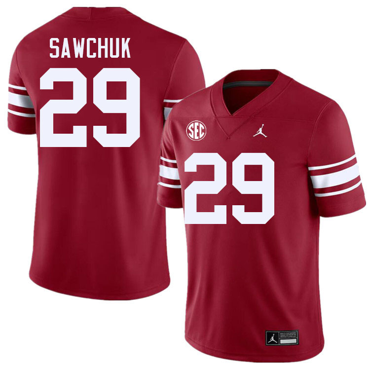 Men #29 Gabe Sawchuk Oklahoma Sooners 2024 SEC Conference College Football Jerseys-Throwback